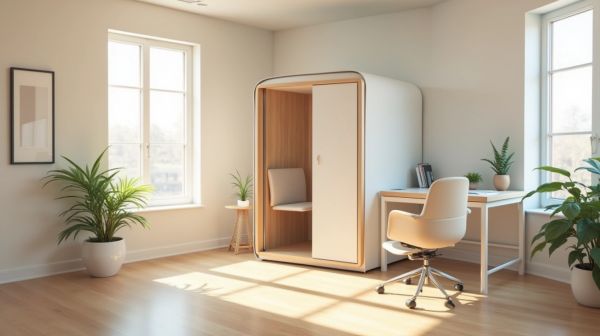 Un espace de travail calme avec une cabine acoustique