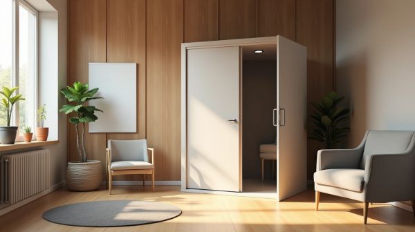 Un espace de travail calme avec une cabine acoustique